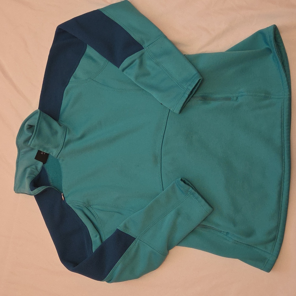 Spyder Two‑Tone Teal Pull‑Over Fleece Jacket Women’s Large